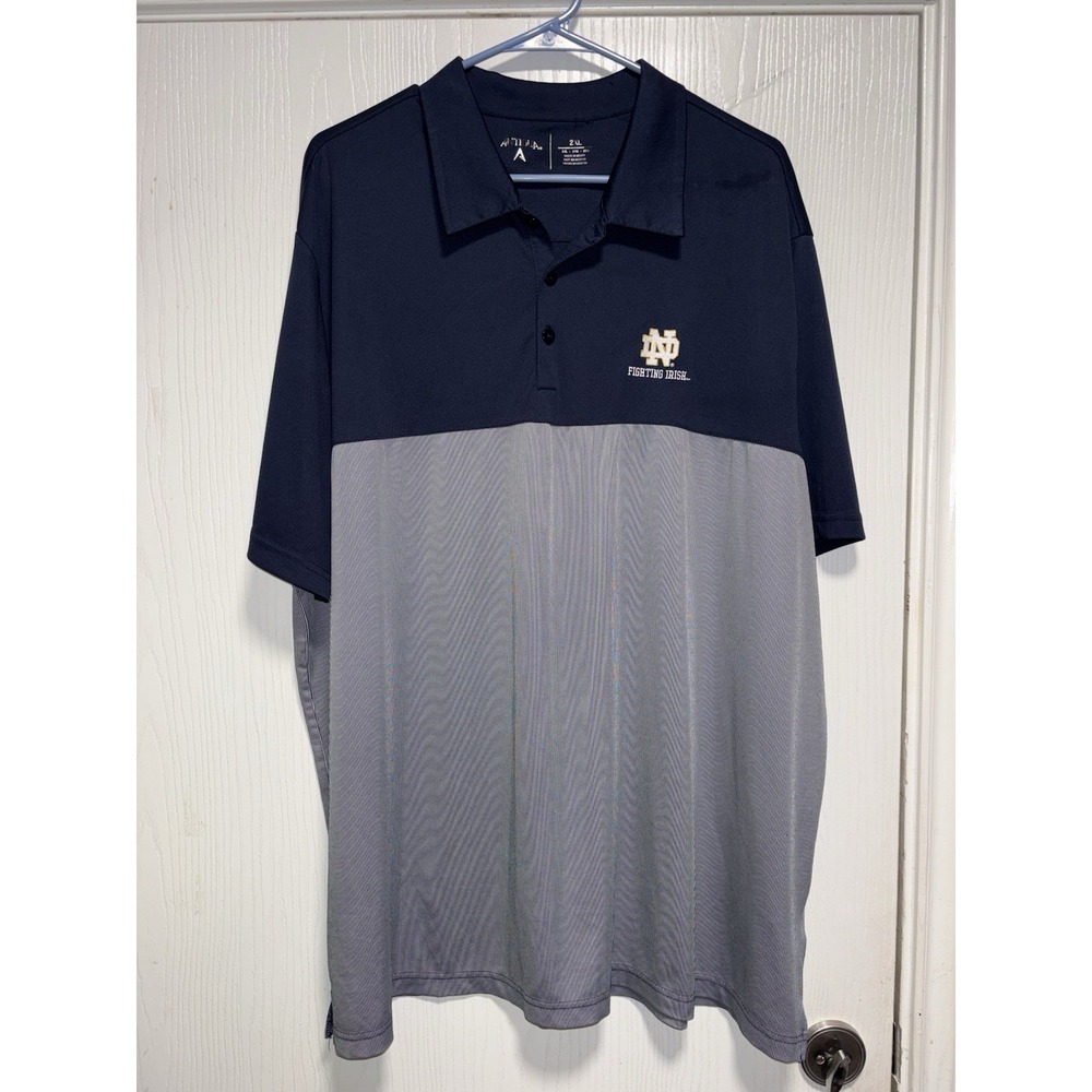 Men's Antigua University Of Notre Dame Performance Polo XXLarge Blue Gray